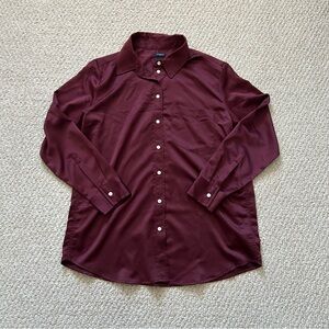 Gap Satin Boyfriend Shirt in Burgundy, Women’s Size Small Petite